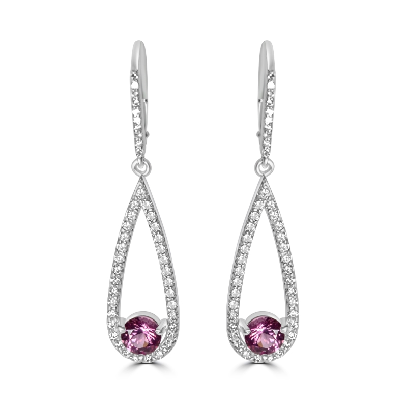 14KW Pink Spinel Earrings with Diamonds