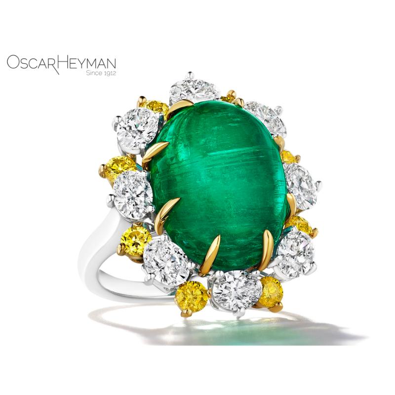 15.20ct Intense Green Colombian Emerald Ring