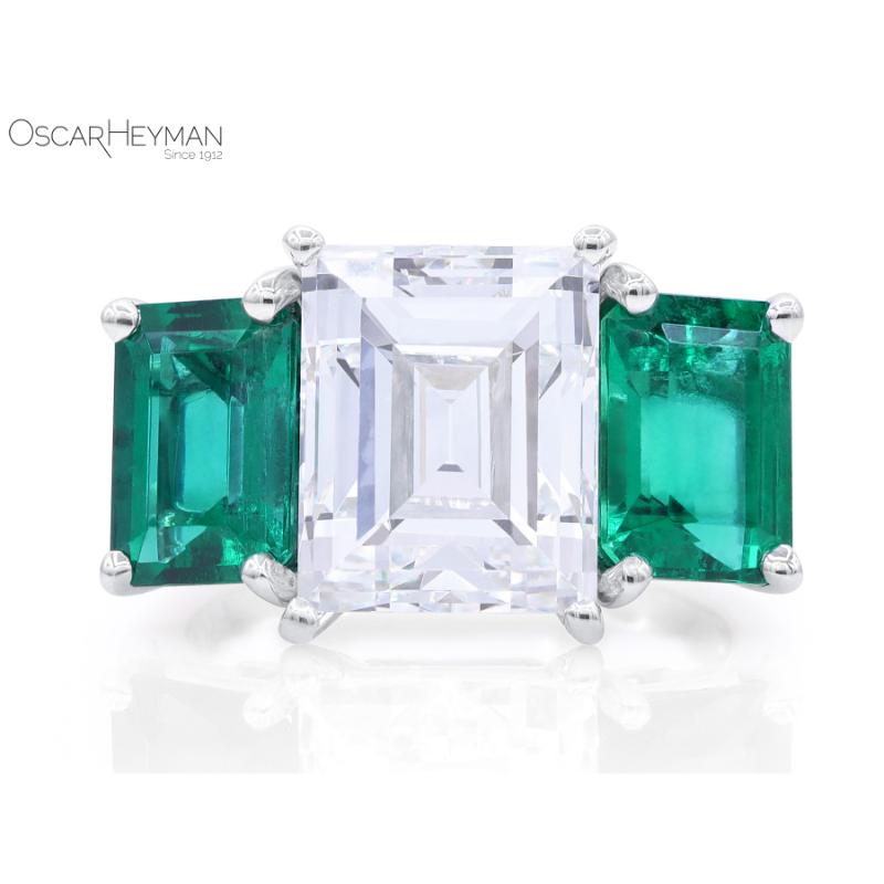 6.21ct F/VS2 Diamonds & Emerald Ring