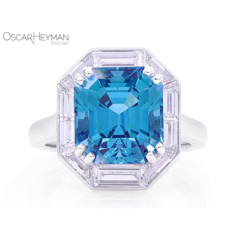 6.62ct Green-Blue Tourmaline Frame Ring
