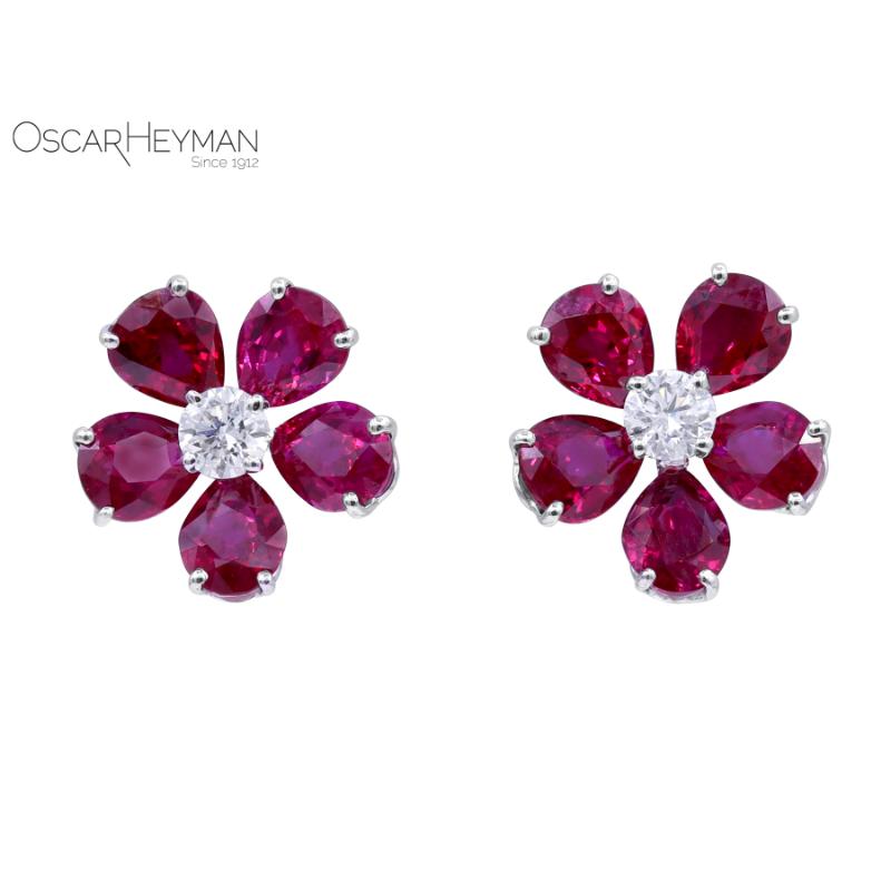 Ruby Flower Earrings