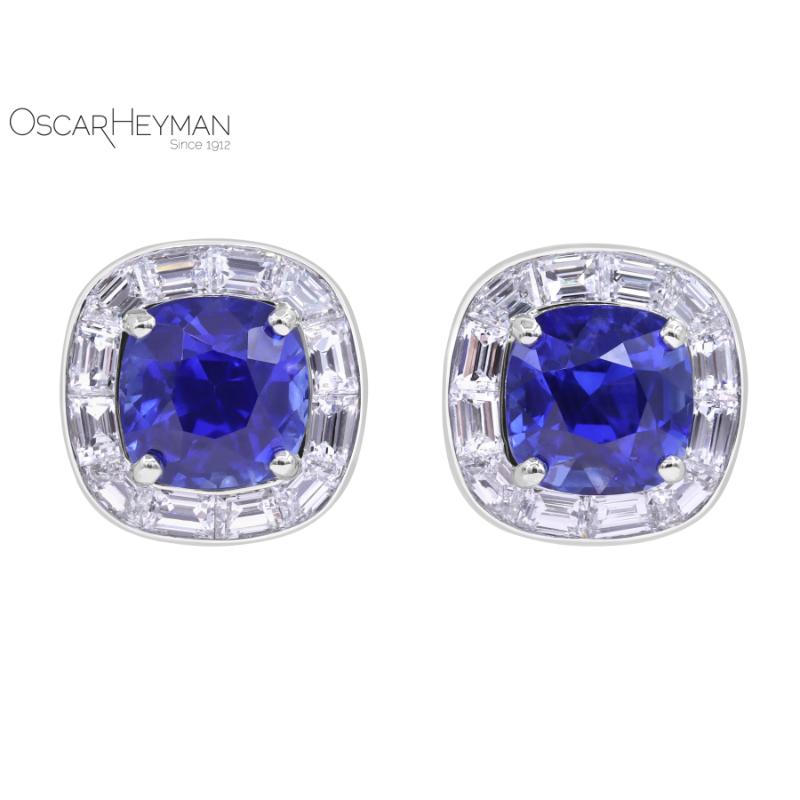Vibrant Blue Sapphire Frame Earrings