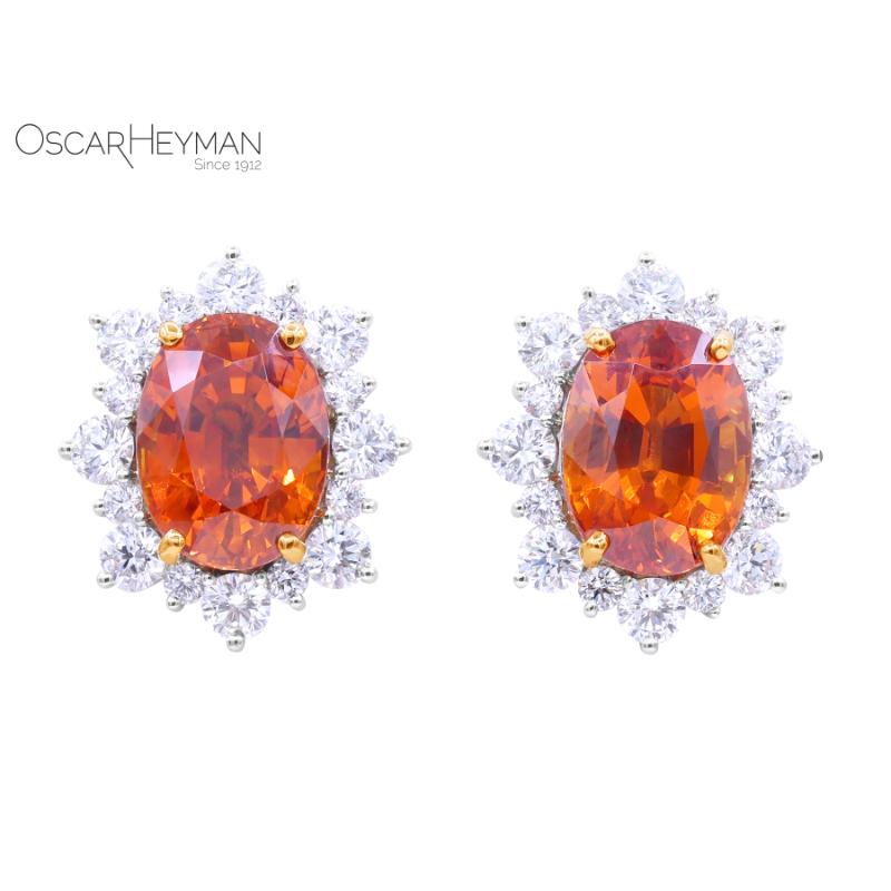 Vivid Orange Sapphire Earrings