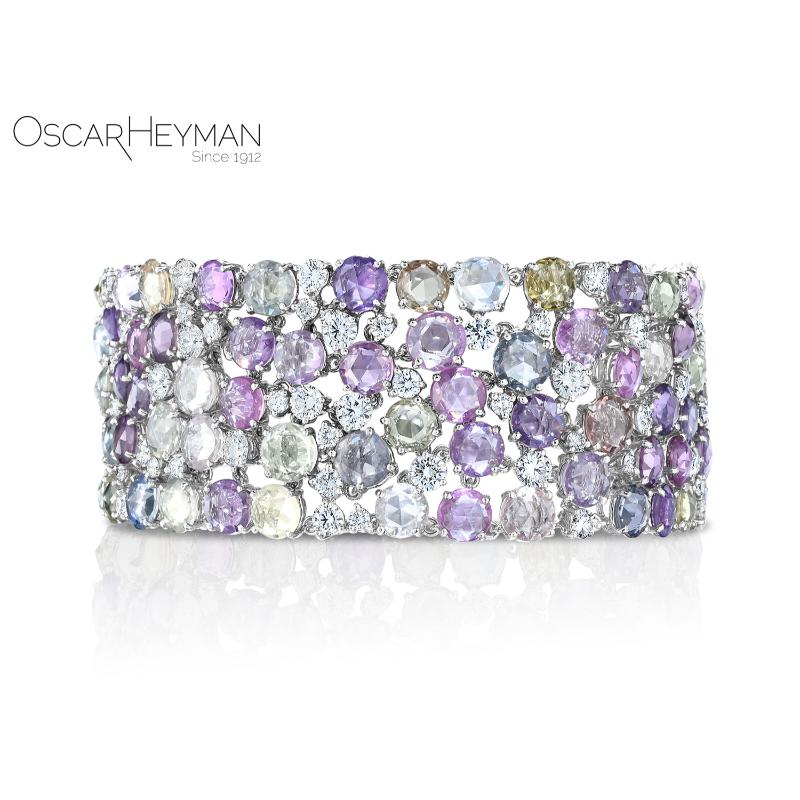Unheated Rose Cut Multi-Color Sapphire Bracelet