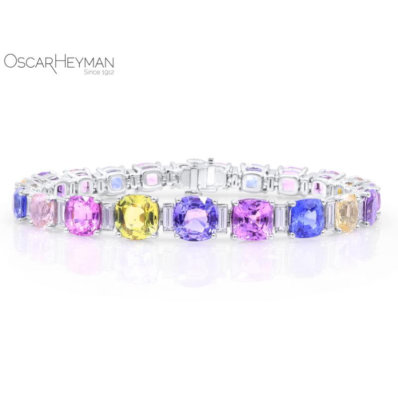 Multi-Color Unheated Sapphire Bracelet