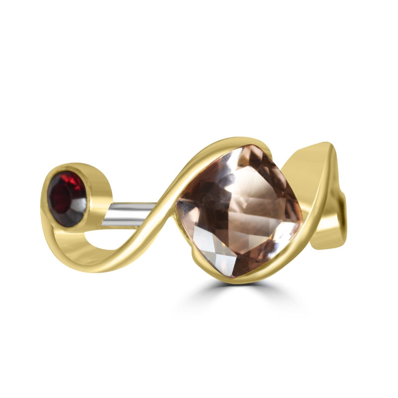 14KTT Morganite and Garnet Ring