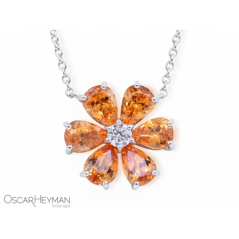 Spessartite Garnet Flower Pendant