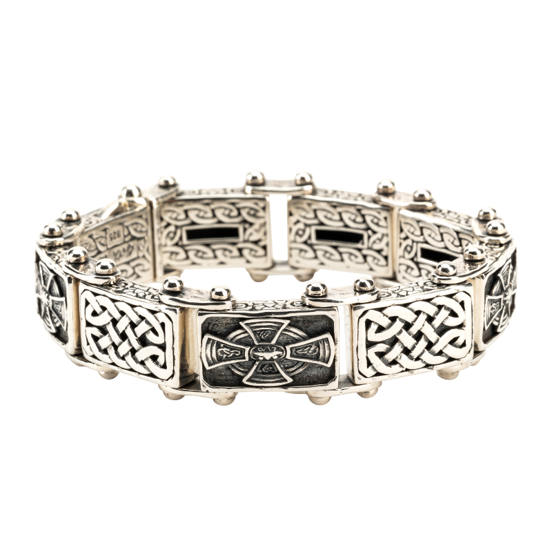 Sterling Silver Oxidized Celtic Cross Bracelet