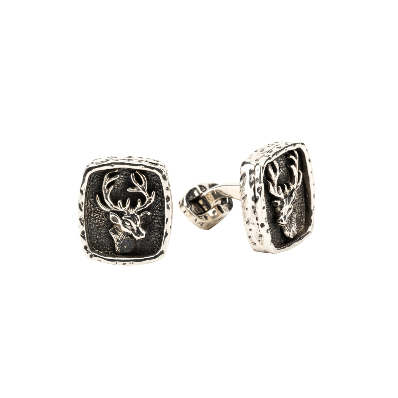 Sterling Silver Oxidized Stag Cufflinks