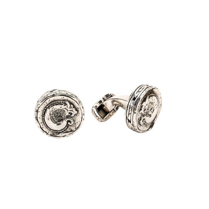 Sterling Silver Dragon Spirit Coin Cufflinks