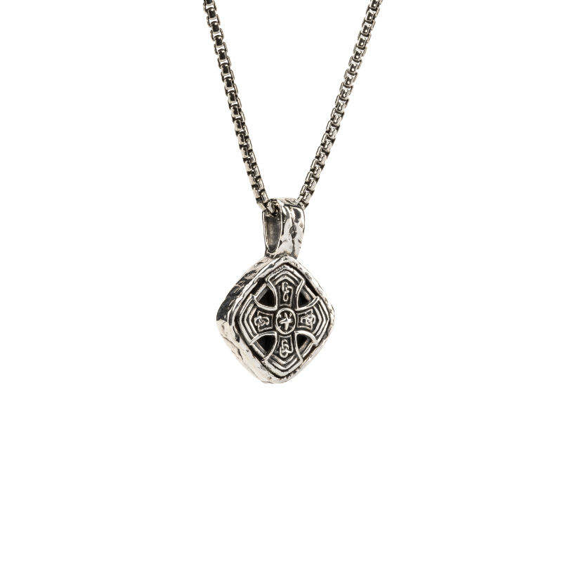 Sterling Silver Oxidized Small Celtic Cross Cushion Pendant