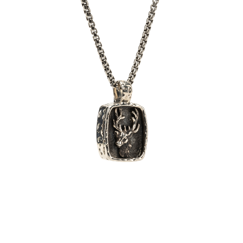 Sterling Silver Oxidized Small Stag Pendant