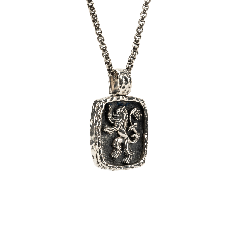 Sterling Silver Oxidized Medium Lion Rampant Pendant