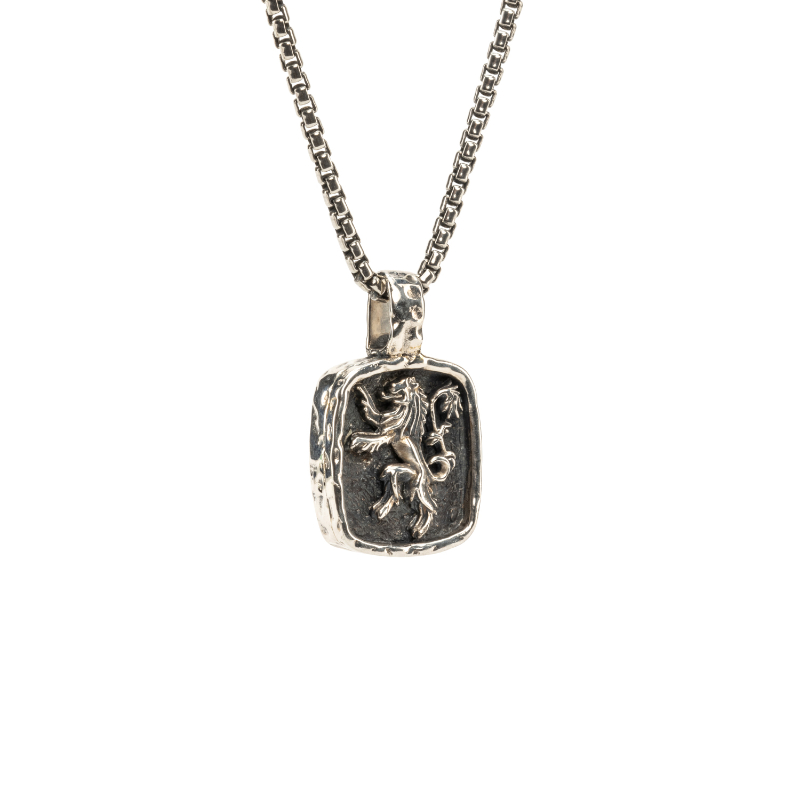 Sterling Silver Oxidized Small Lion Rampant Pendant