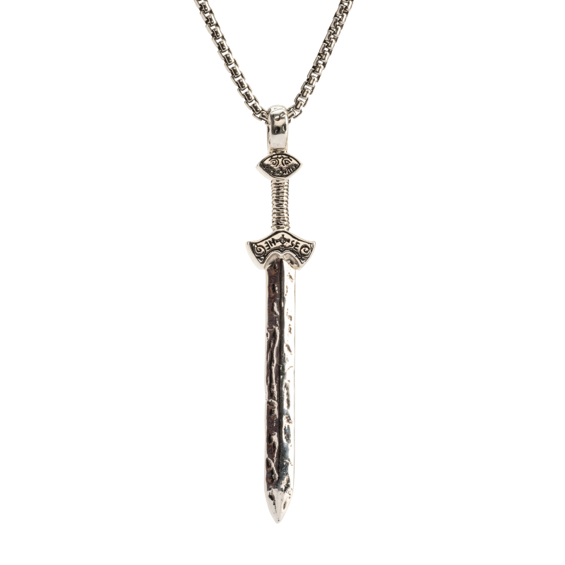 Sterling Silver Oxidized Large Viking Sword Pendant