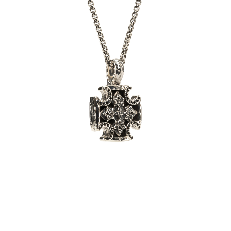 Sterling Silver Oxidized Biker Cross Small pendant