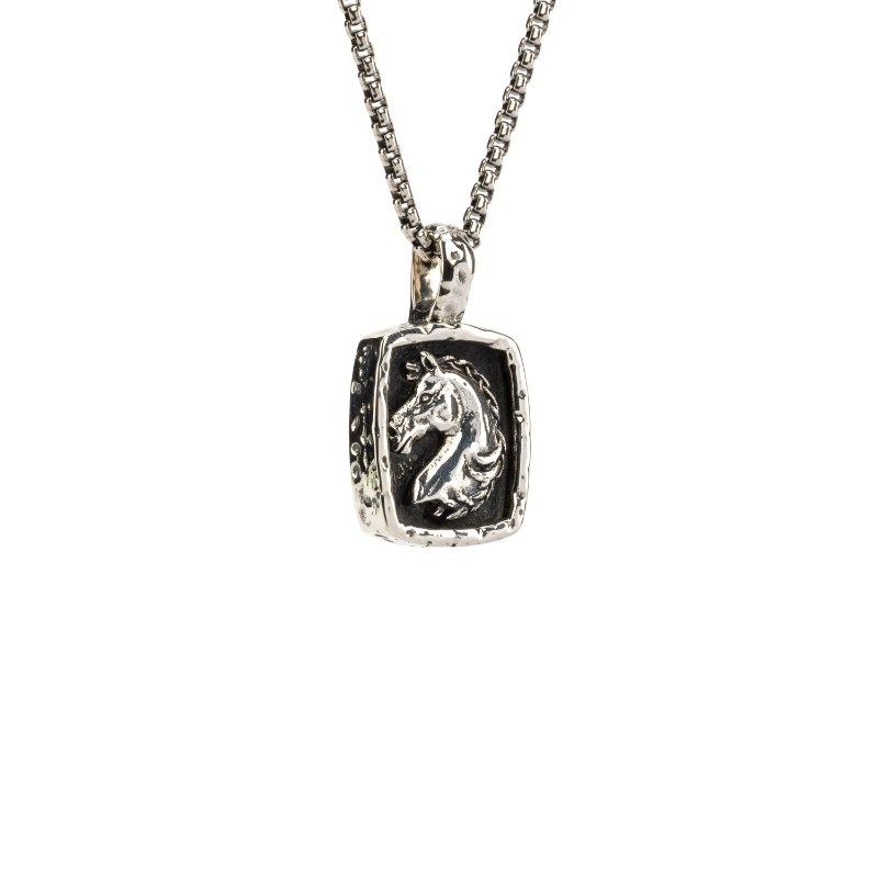 Sterling Silver Oxidized Small Horse  Pendant