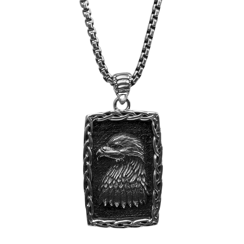 Sterling Silver Oxidized Large Eagle Pendant