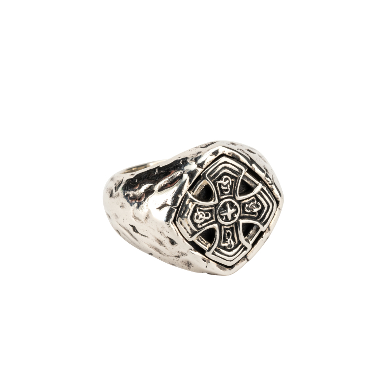 Sterling Silver Oxidized Celtic Cross Cushion Ring