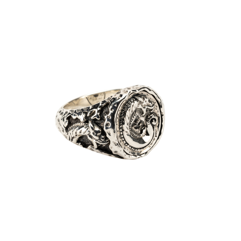 Sterling Silver Large Dragon Spirit Coin Ring