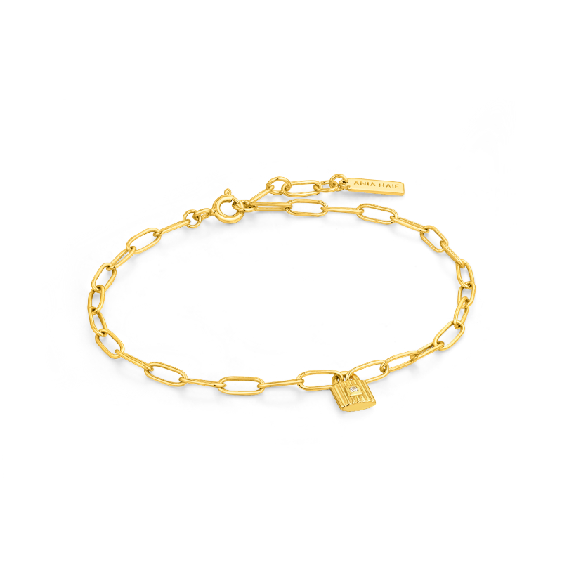 Gold Chunky Chain Padlock Bracelet 
