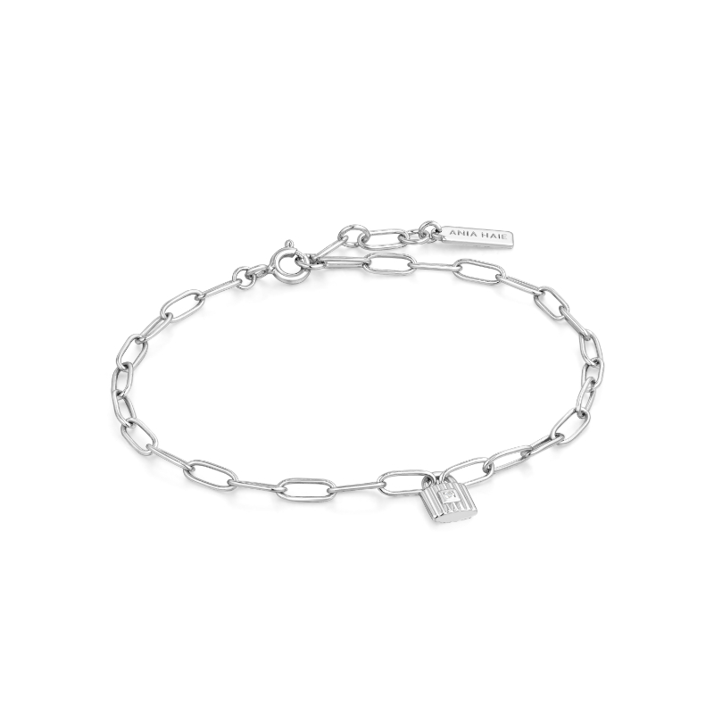 Silver Chunky Chain Padlock Bracelet 