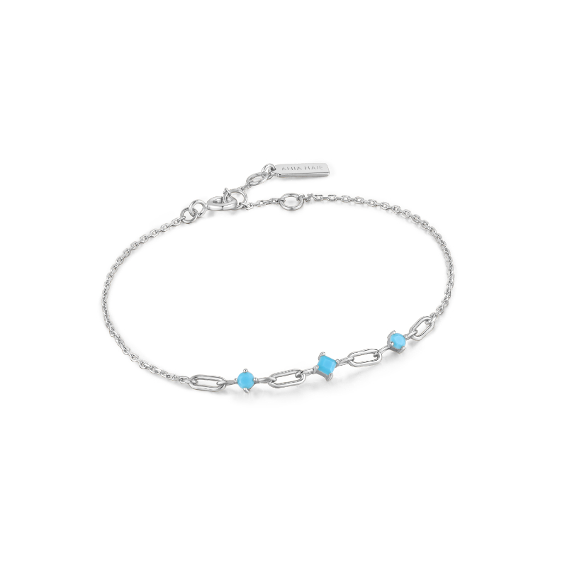 SILVER TURQUOISE LINK BRACELET