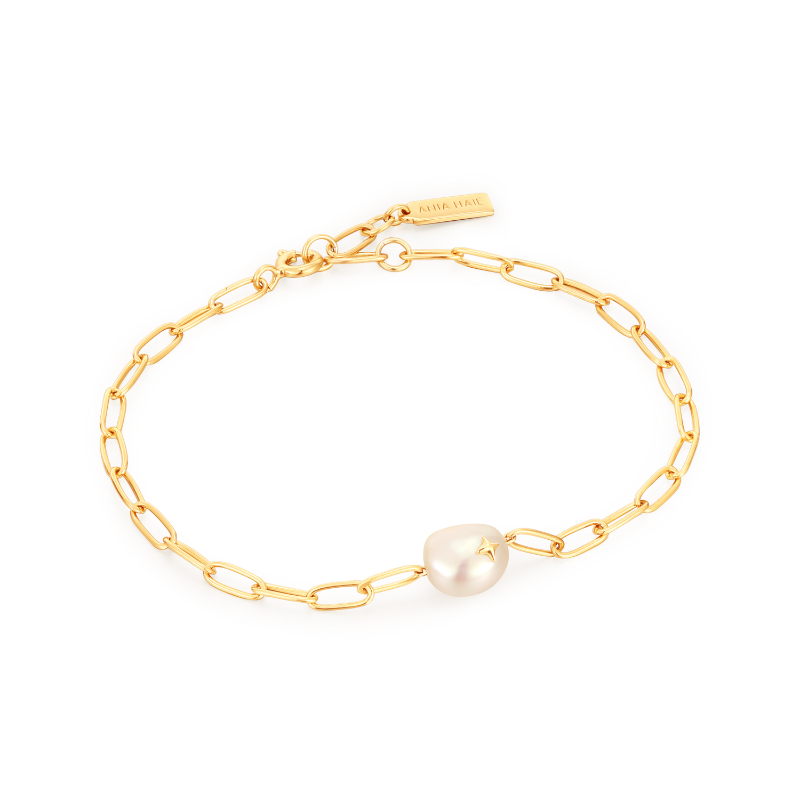 Gold Pearl Sparkle Chunky Chain Bracelet?