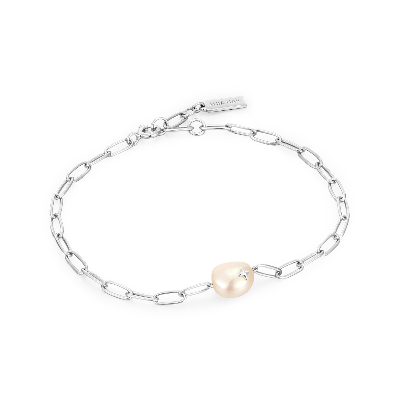 Silver Pearl Sparkle Chunky Chain Bracelet?