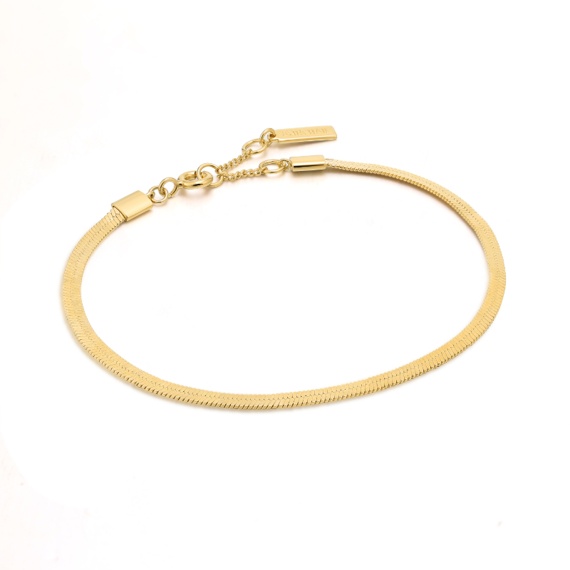 Gold Flat Snake Chain Bracelet