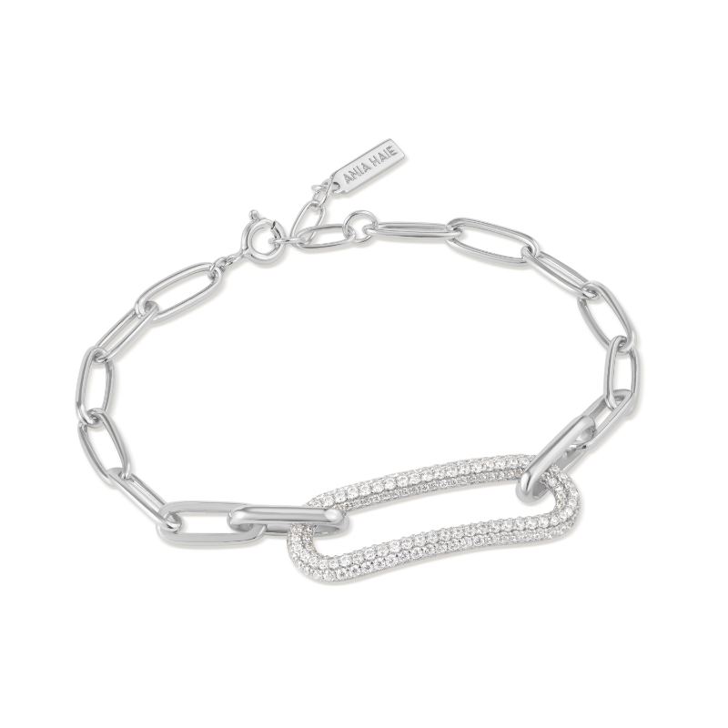 Silver Pavé Link Bracelet