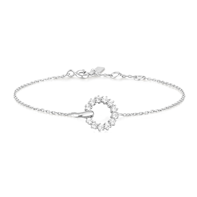 Silver Interlinked Circles Pav?Bracelet