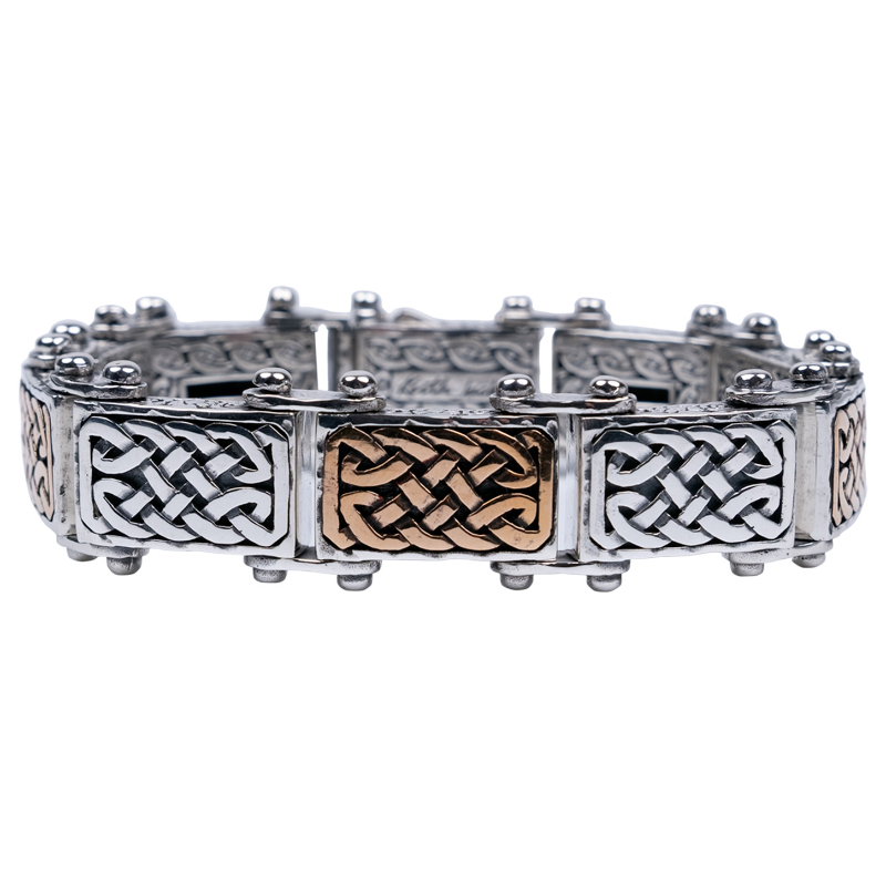 Sterling Silver Oxidized Bronze Celtic Knotwork Bracelet