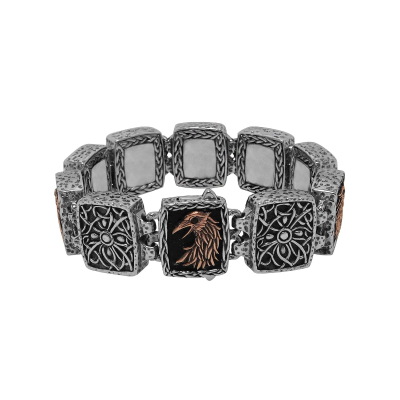 Sterling Silver Oxidized Bronze Raven Bracelet 8"