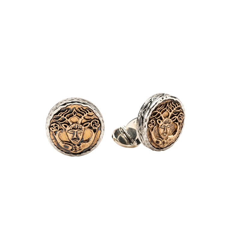 Sterling Silver Oxidized Bronze Cernunnos Cufflinks