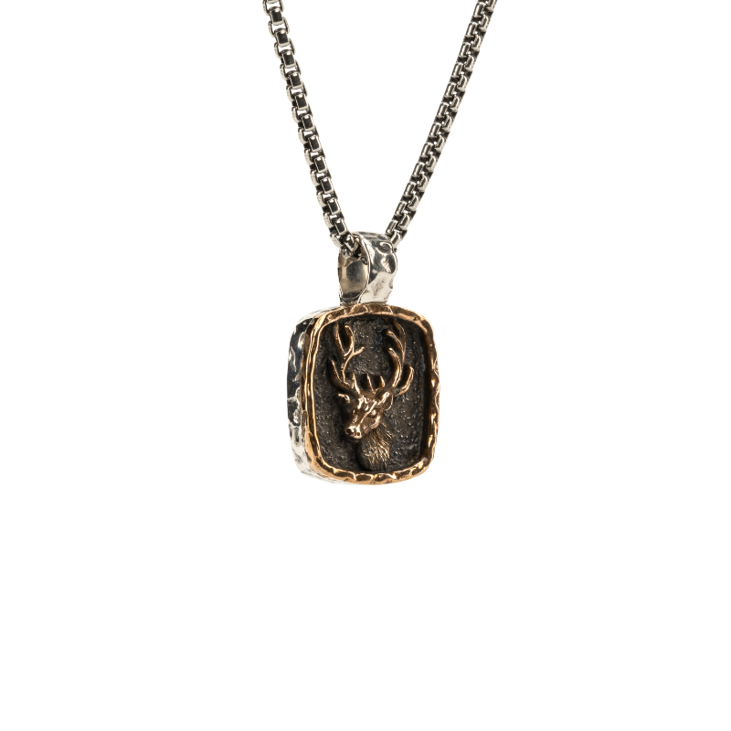 Sterling Silver Oxidized Bronze Small Stag Pendant
