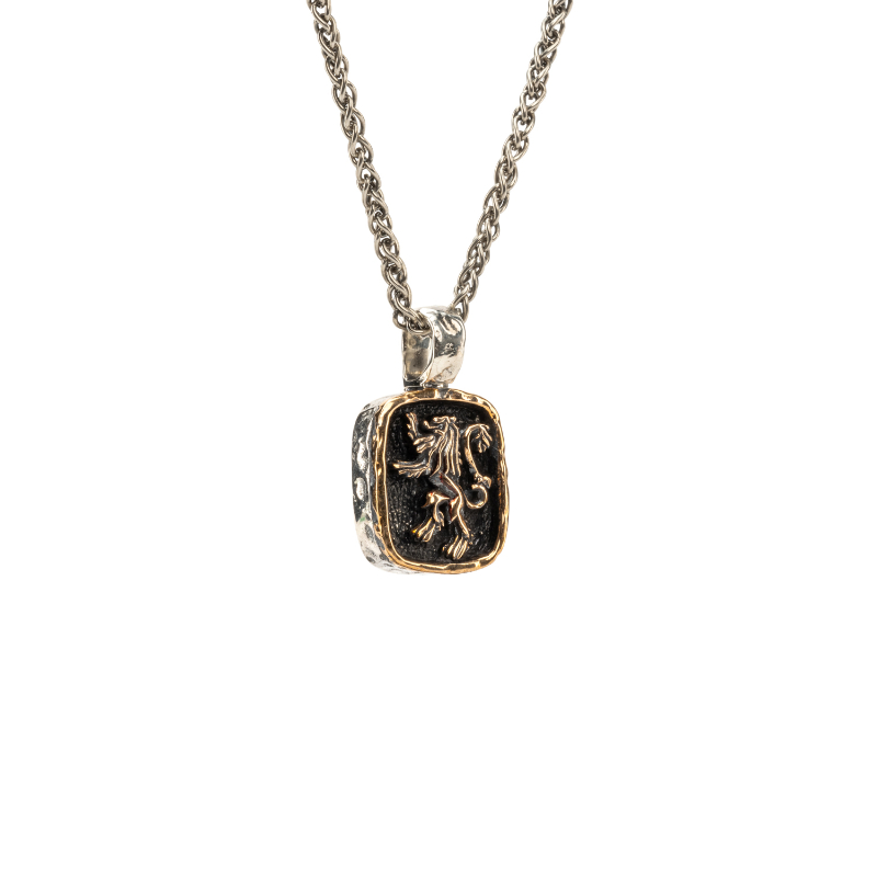 Sterling Silver Oxidized Bronze Petite Lion Rampant Pendant