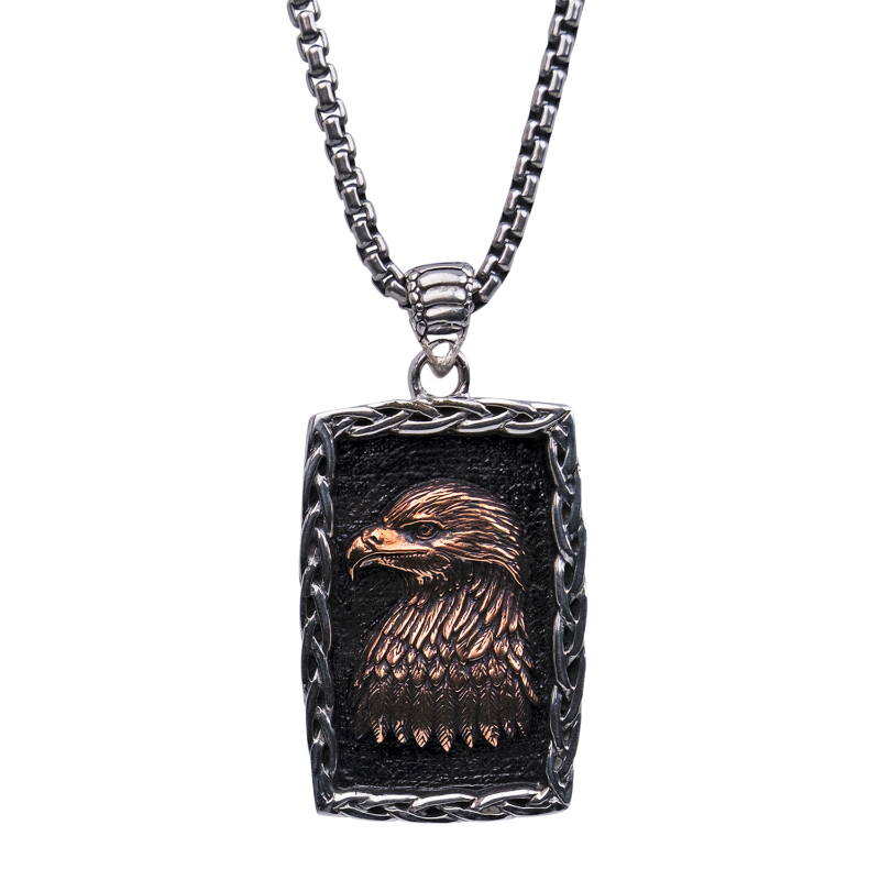 Sterling Silver Oxidized Bronze Large Eagle Pendant