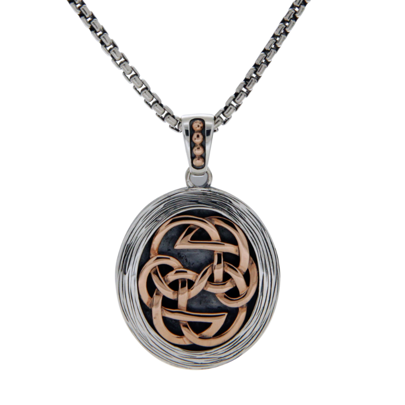 Sterling Silver Oxidized Bronze Path of Life Reversible Pendant