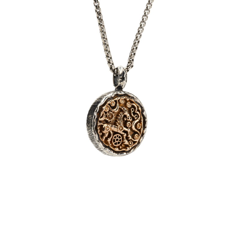 Sterling Silver Oxidized Bronze Reversible Coin Pendant