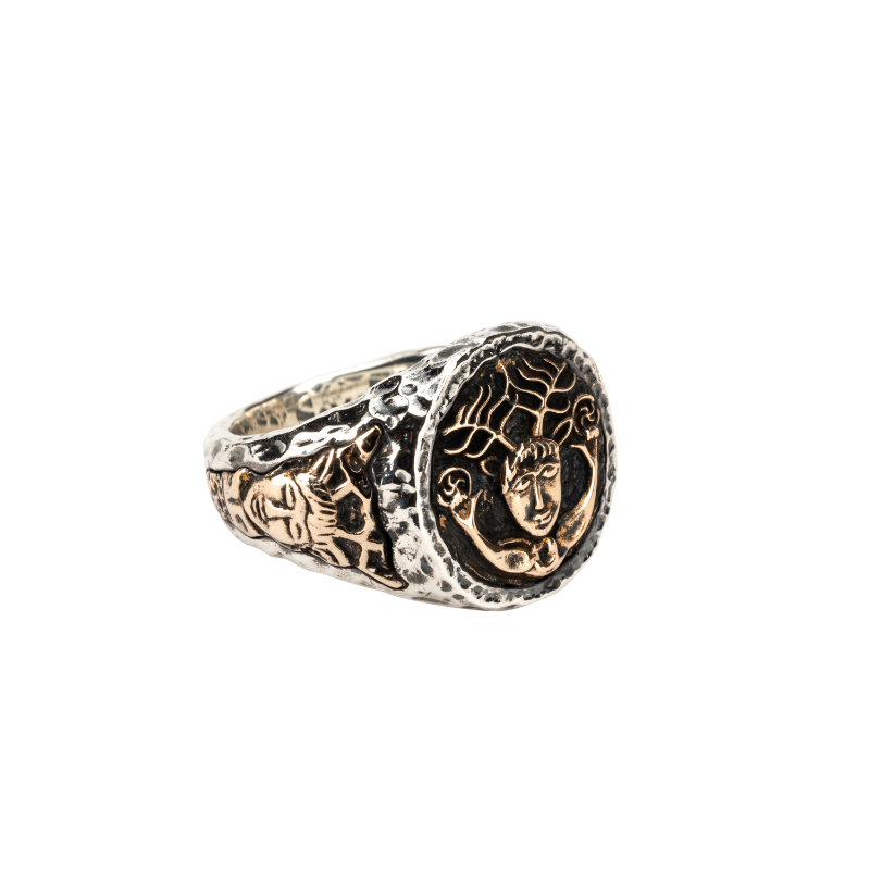Sterling Silver Oxidized Bronze Cernunnos Ring