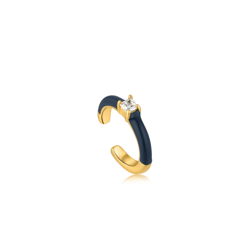 NAVY BLUE ENAMEL GOLD EAR CUFF