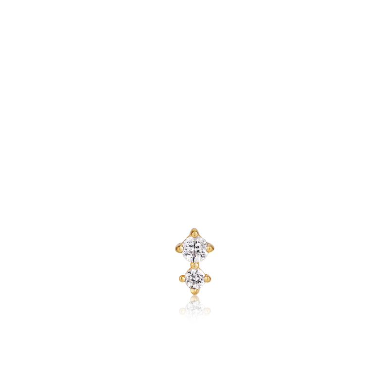 GOLD DOUBLE SPARKLE BARBELL SINGLE EARRING