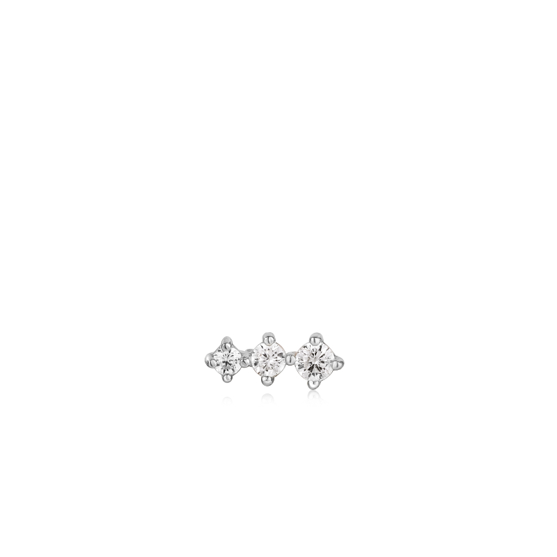 SILVER SPARKLE CRAWLER BARBELL SINGLE EARRING