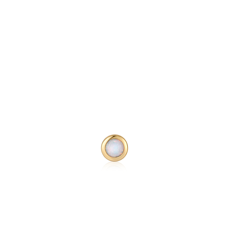 GOLD KYOTO OPAL BEZEL BARBELL SINGLE EARRING