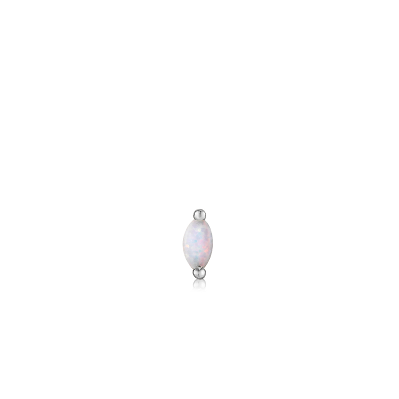 SILVER KYOTO OPAL MARQUISE BARBELL SINGLE EARRING