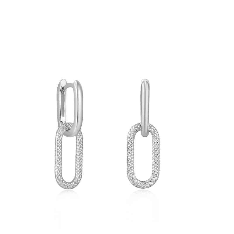 SILVER ROPE OVAL DROP EARRINGS