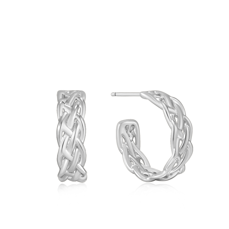 SILVER ROPE CHUNKY HOOP EARRINGS