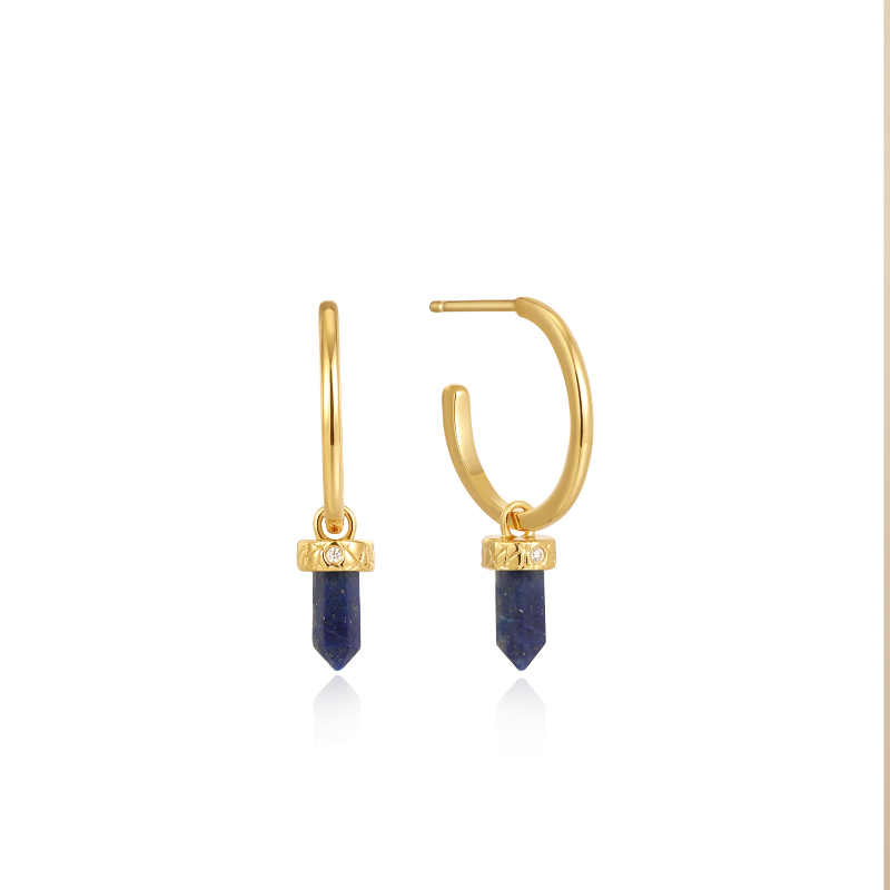 Lapis Point Pendant Small Hoop Earrings