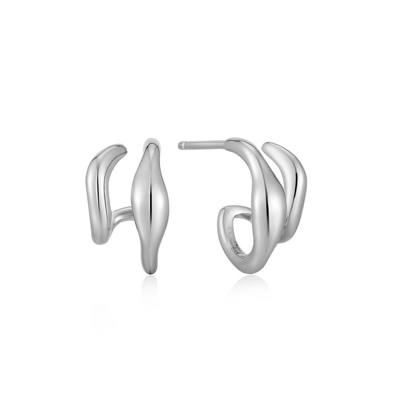 Wave Double Hoop Stud Earrings